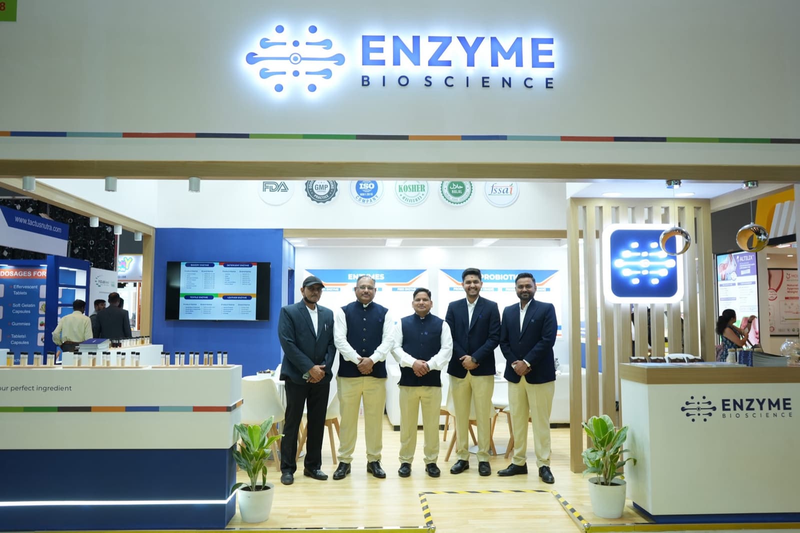Enzyme Bioscience team at the exhibition stand